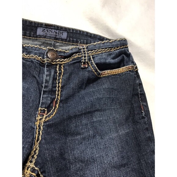 Zana Di Women Jeans Mid Rise Flare Leg Stretch Denim Sz 14 Y2k Vtg Thick Stitch - Picture 7 of 11